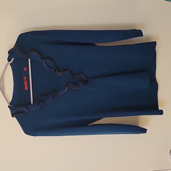 RED Faux Leather Trim Colonial Jabot Ruffle Teal Gasparilla Castlecore Top - Picture 3 of 10